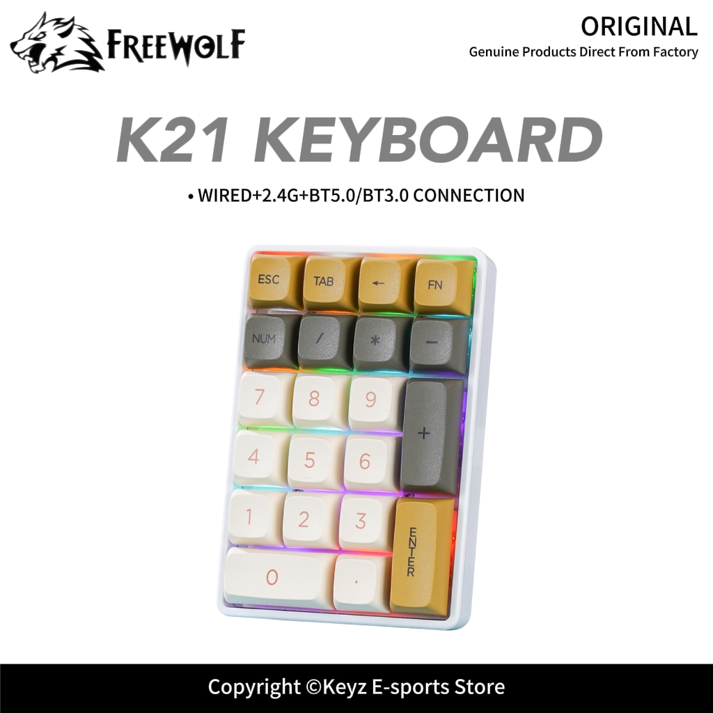 Keyboard Numpad Separate - Teclado Numérico Mecânico Tri-mode K21 FREEWOLF