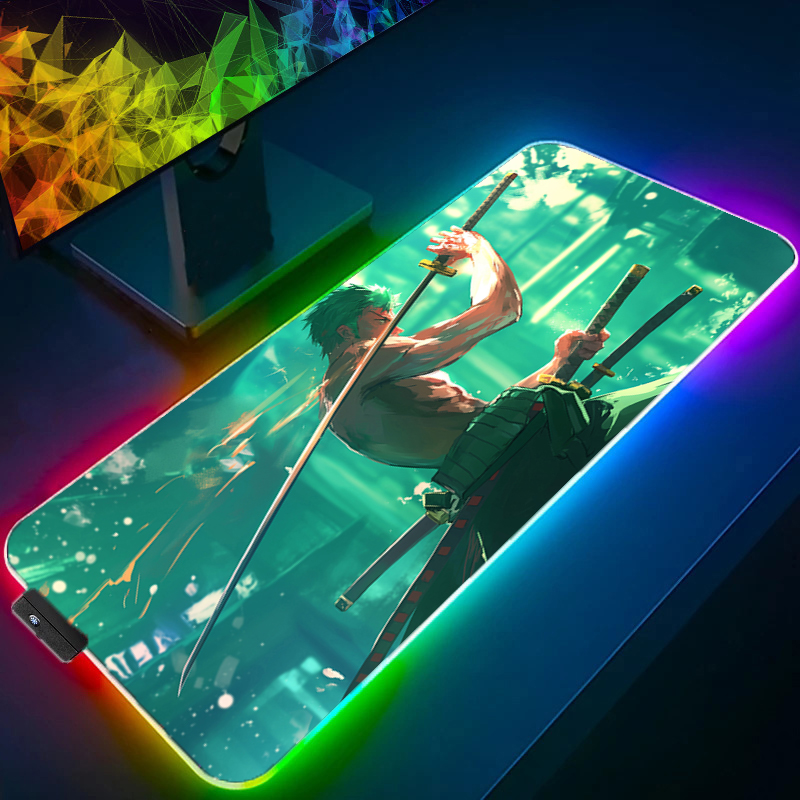 Uma peça zoro mouse pad rgb ac - Gaming Accessories Setup avaliação e preço