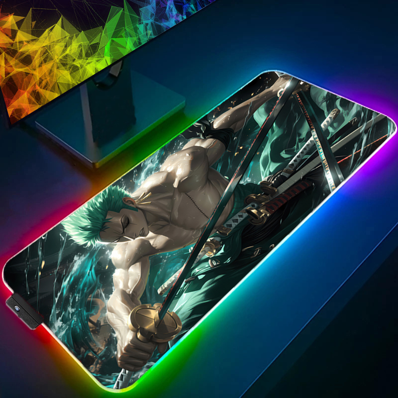 Uma peça zoro mouse pad rgb ac - Gaming Accessories Setup avaliação e preço